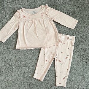 Carters Girl Pink Dragonfly long sleeve matching set size 12 months